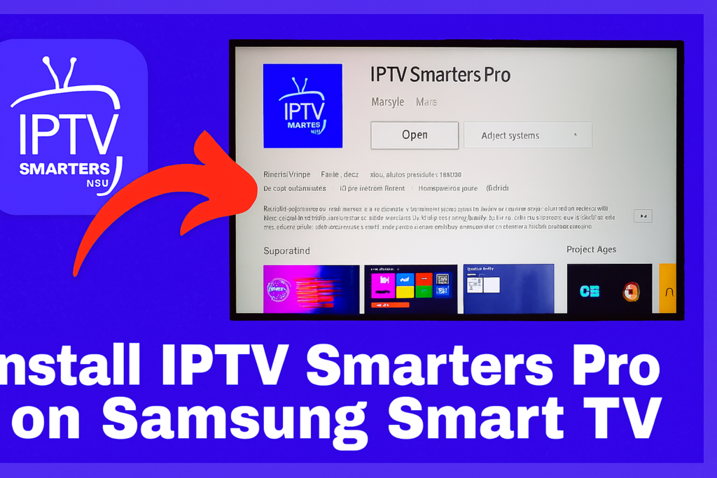 Interface de l’application IPTV Smarters Pro sur TV Samsung